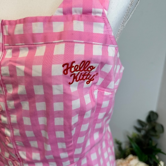 ModCloth for Hello Kitty White and Pink Button Up Plaid Dress size Large - Picture 5 of 8